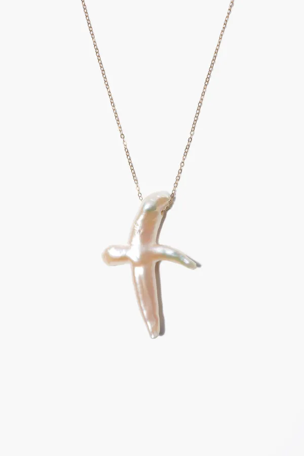 Chan Luu Necklaces^14K Biwa Pearl Cross Necklace